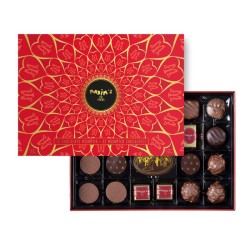 Boîte assortiment 22 chocolats - Fourreau coeurs